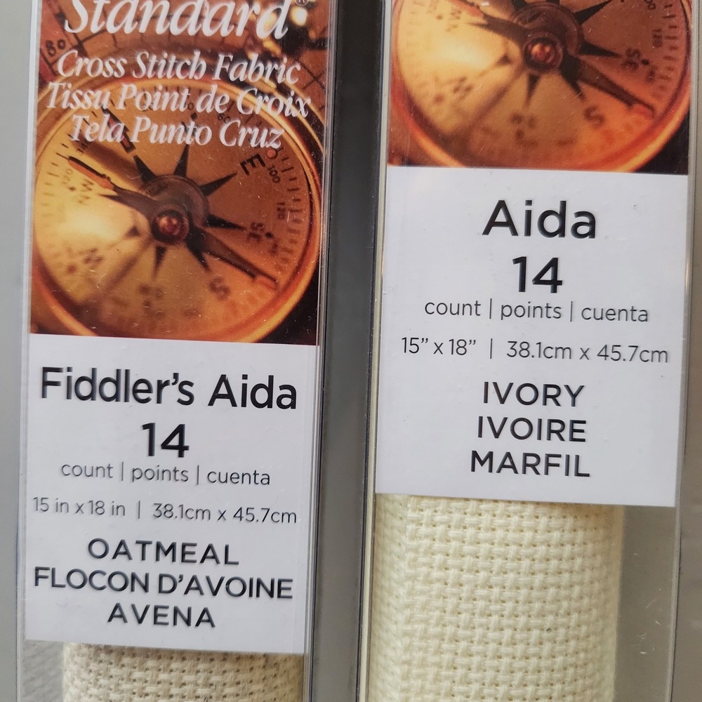 Charles Craft Aida Cloth 14 count Cross Stitch Tones 1 Oatmeal & 1 Ivory 15x18 - Picture 2 of 14